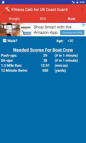 Fitness Calc-Coast Guard Screenshot 2