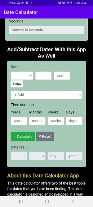 Date Calculator Screenshot 2