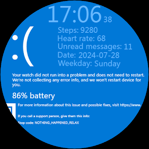 Windows BSOD Theme Watch Face Screenshot 2
