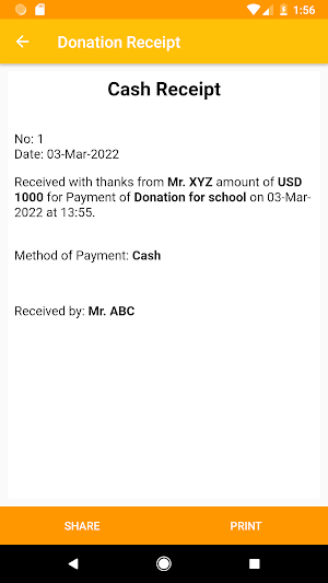 Donation Receipt Screenshot 1