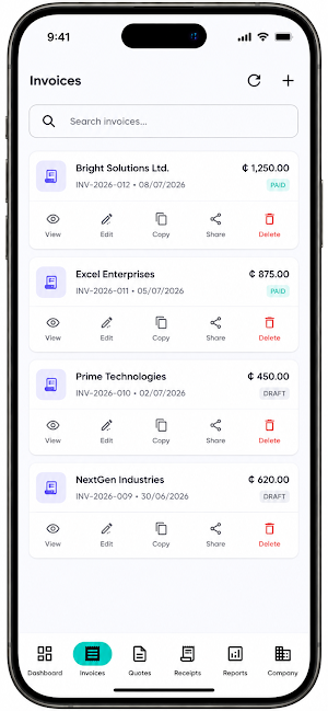 QuickInvoice Screenshot 1