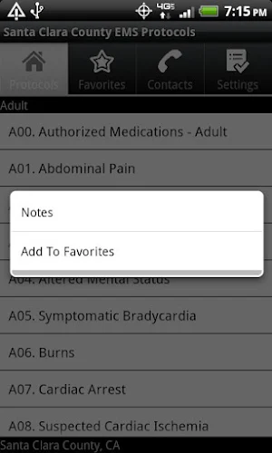 Santa Clara Co. EMS Protocols Screenshot 2