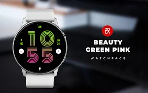 Beauty Green Pink Watch Face Screenshot 0