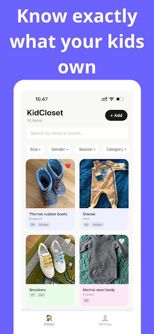KidCloset: Digital Kids Closet Screenshot 0
