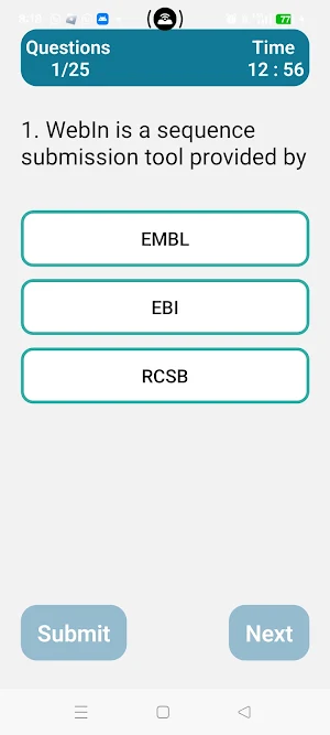 Bioinformatics Quiz Screenshot 1