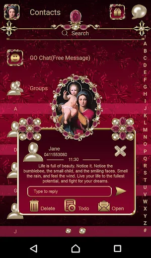 Virgin Mary Crimson Go SMS Theme Screenshot 2