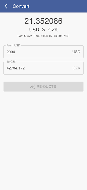USD to CZK Screenshot 2