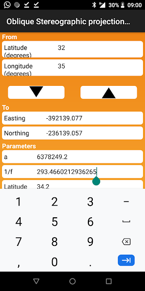 Equatorial Stereographic projection calculator Screenshot 2