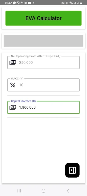 EVA Calculator Screenshot 0
