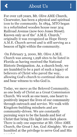 Mt Olive AME Church Screenshot 0