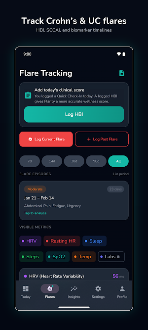 Flarity: Crohn's & Colitis Screenshot 1
