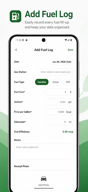 Fuel Log-MPG & Vehicle Manager Screenshot 3