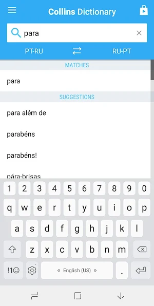 Portuguese-Russian Dictionary Screenshot 1