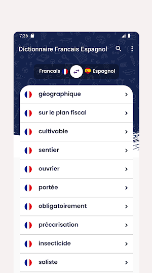 Dictionnaire Francais Espagnol Screenshot 1