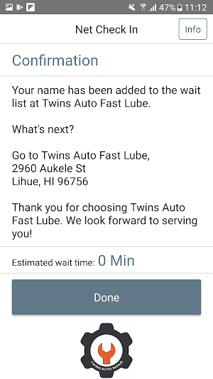 Twins Auto Fast Lube Check In Screenshot 2