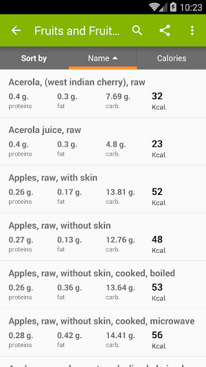 Calories in food Screenshot 2