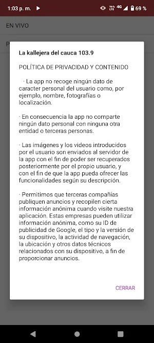 La kallejera del cauca 103.9 Screenshot 1