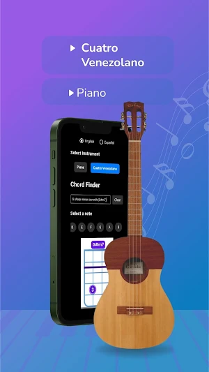 Afinador Acordes Cuatro Piano Screenshot 0