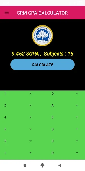 SRM GPA CALCULATOR Screenshot 2