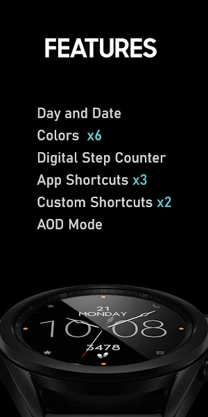 Minimal Black v15 Watch Face Screenshot 1