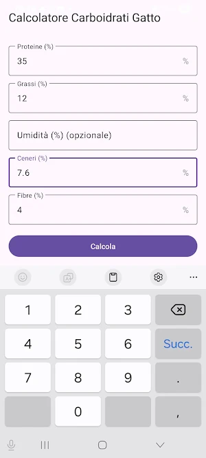 Calcolatore carboidrati Felino Screenshot 2