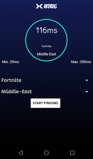 Hitreg : Ping test for games. Screenshot 2