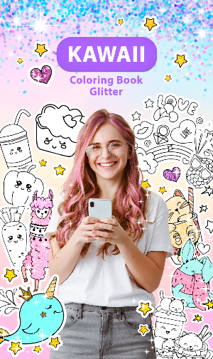 Kawaii Coloring Book Glitter Screenshot 0
