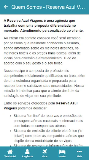 Reserva Azul Viagens Screenshot 1