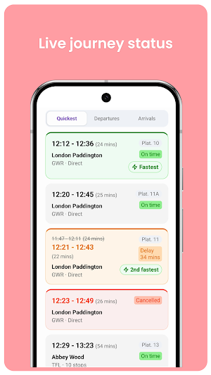 VelociGo: Live Train Times Screenshot 2
