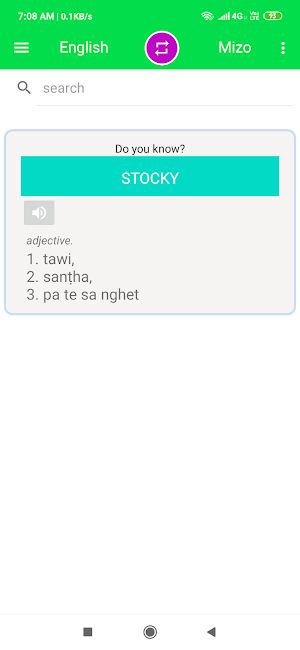 Mizo English Dictionary Screenshot 3