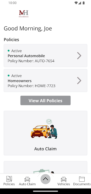 MH Insurance Mobile Screenshot 1