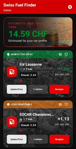 Swiss Fuel Finder - SFF Screenshot 1
