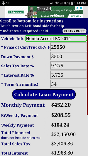 Auto Car Loan Payment Calculator Free Screenshot 1
