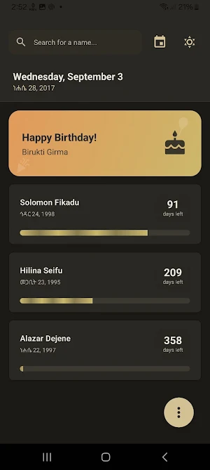 Birthday Reminder Screenshot 1