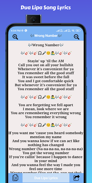 Dua Lipa Song Lyrics Screenshot 3
