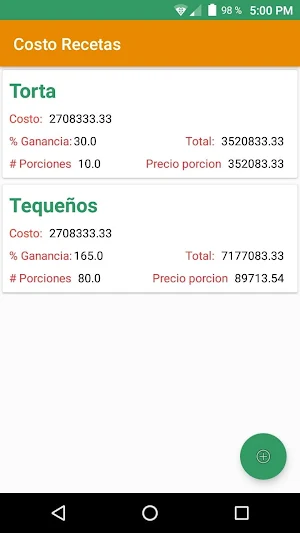 Cost Recipes Screenshot 1