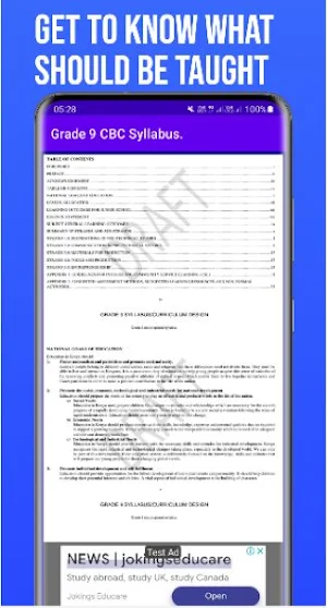 Grade 9 CBC Syllabus Guide Screenshot 1