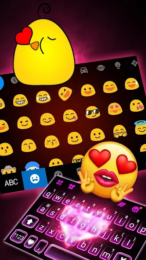 Pink Neon Heart 2 Keyboard Theme Screenshot 2