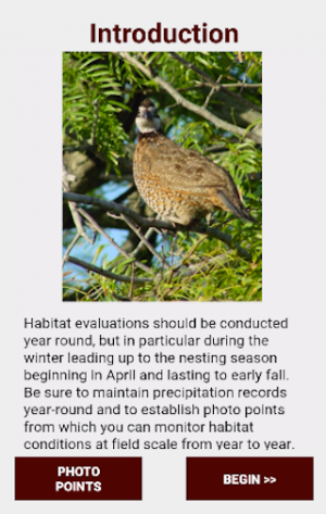Bobwhite Habitat Evaluation Screenshot 1