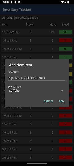 Steel Inventory Tracker Screenshot 3