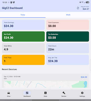 GigEZ: Gig Mileage & Tax Log Screenshot 1