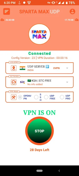 SPARTA Max UDP Screenshot 1