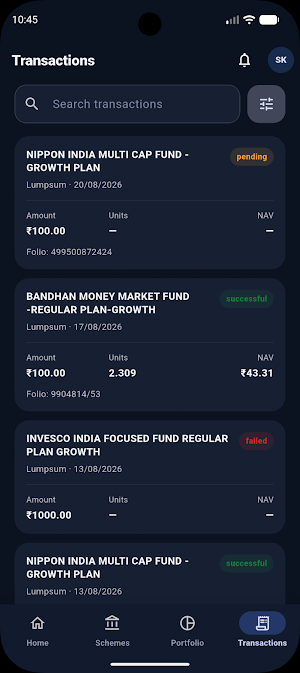 Fundskrit Mutual Fund & SIP Screenshot 2