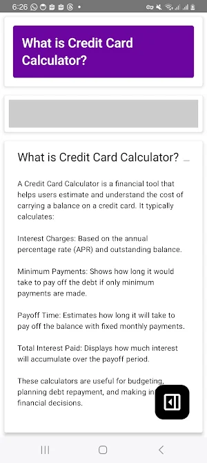 Credit Card Calculator Screenshot 1