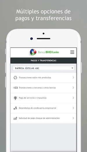 Móvil Banking Empresarial BHD León Screenshot 1