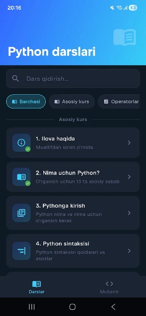 Python Darslari Screenshot 0