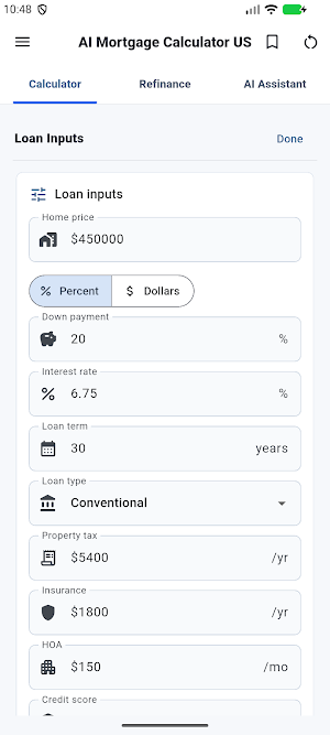 AI Mortgage Calculator US Screenshot 1