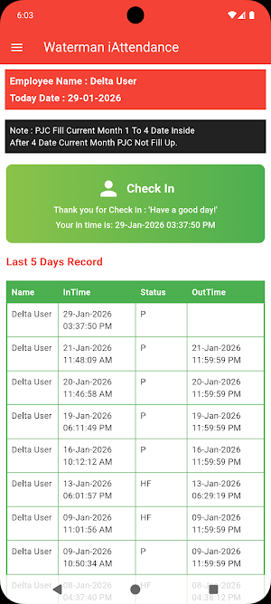 Waterman iAttendance V2 Screenshot 1
