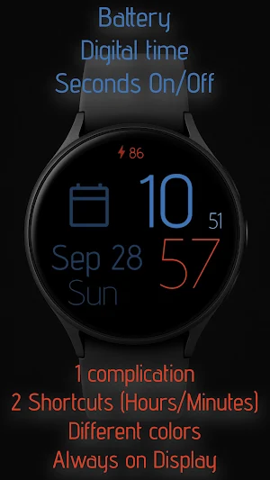 Minimalism 5 Digital watchface Screenshot 1