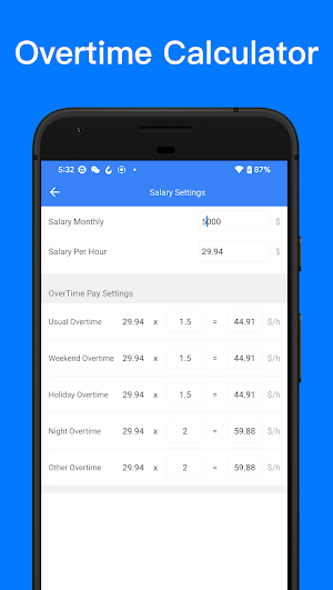 Overtime Calculator Screenshot 2